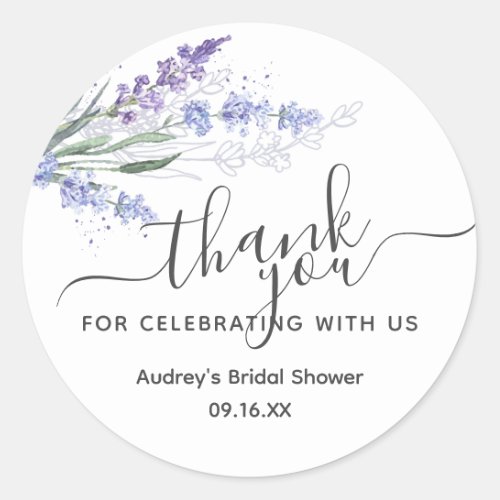 Lavender Watercolor Thank You Favor Classic Round Sticker