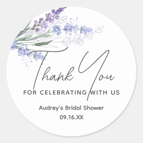 Lavender Watercolor Thank You Favor Classic Round Sticker
