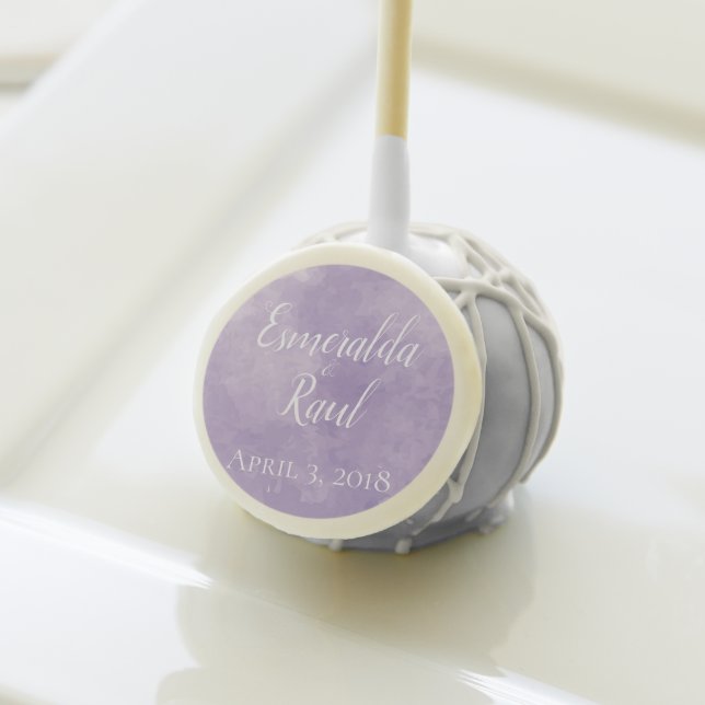 Lavender Watercolor Wedding Cake Pop (Front Insitu)