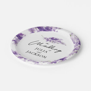 Lavender Watercolor Wedding Elegant Personalized Paper Plates