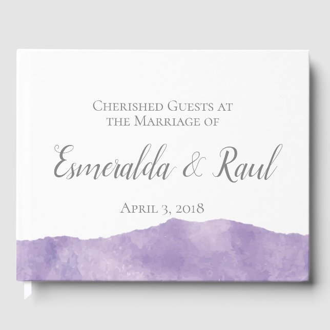 Lavender Watercolor Wedding Guestbook (Front)