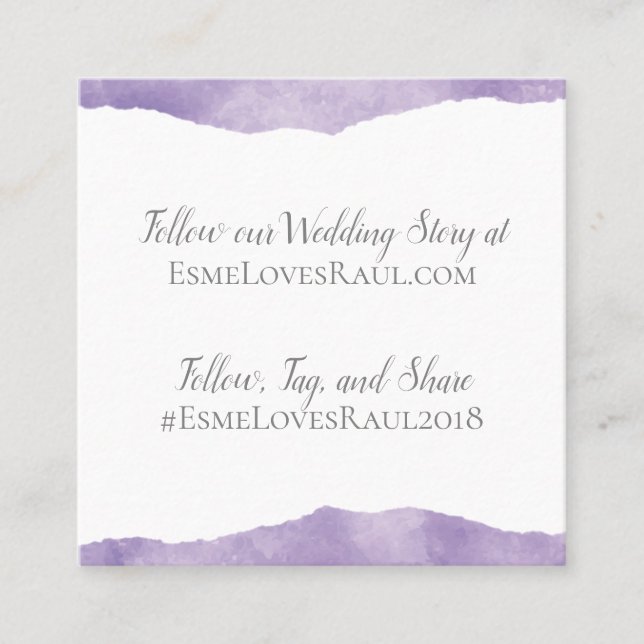 Lavender Watercolor Wedding Info Card (Front)
