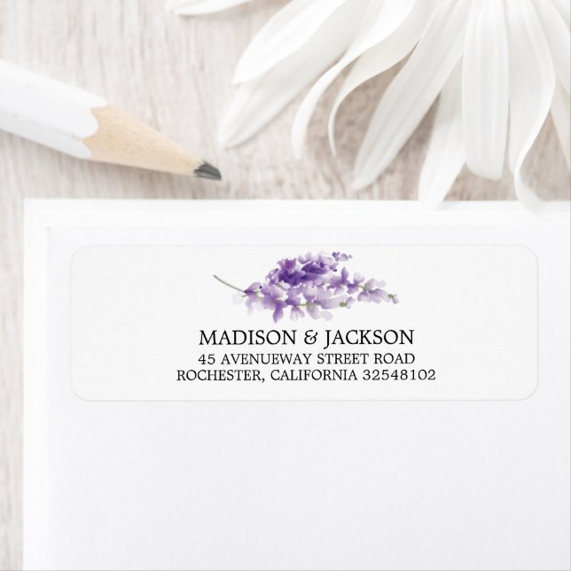 Lavender Watercolor Wedding Personalized Address Label (Insitu)