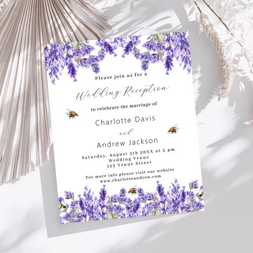 Lavender watercolor wedding reception invitation