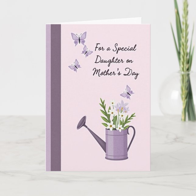 Lavender Watering Can Mothers Day Card (Front)