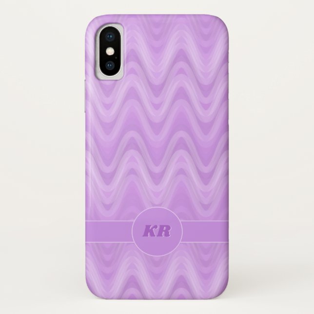 Lavender wave geometric pattern, monogram intials Case-Mate iPhone case (Back)