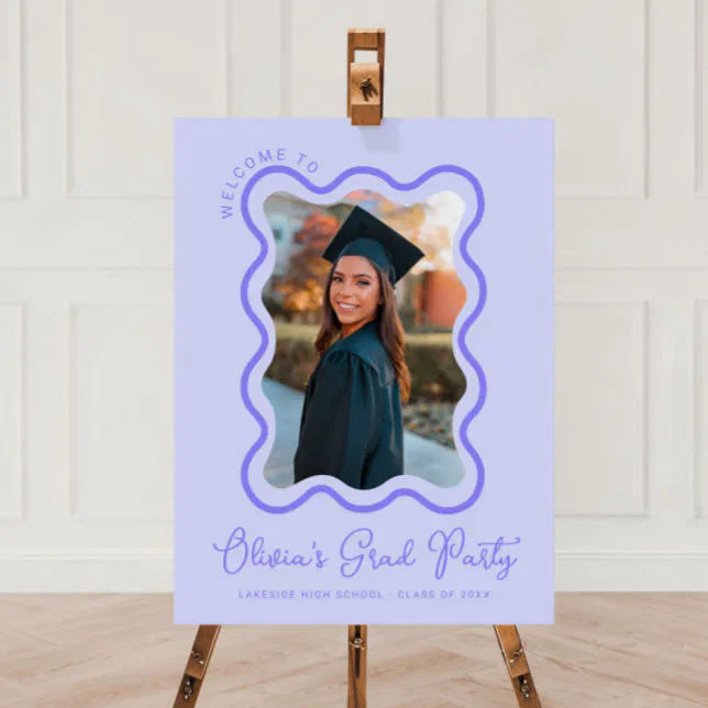Lavender Wavy Photo Frame Graduation Foam Board | Zazzle