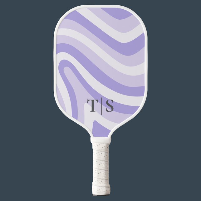 Lavender Wavy Stripe Monogram Pretty Pickleball Paddle (Lavender Wavy Stripe Monogram Pretty Pickleball Paddle
)