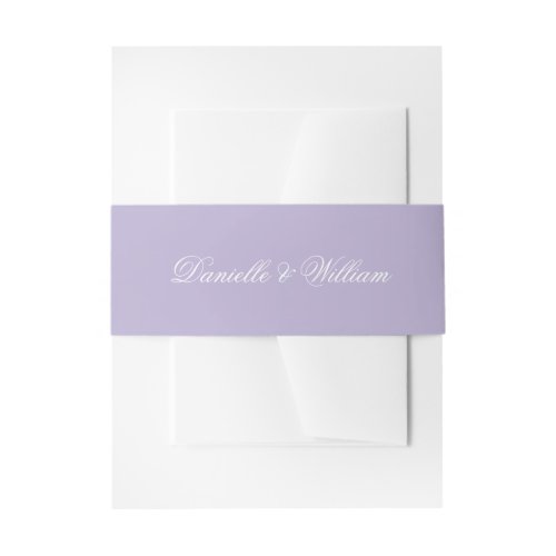 Lavender Wedding Calligraphy Simple Script Purple Invitation Belly Band