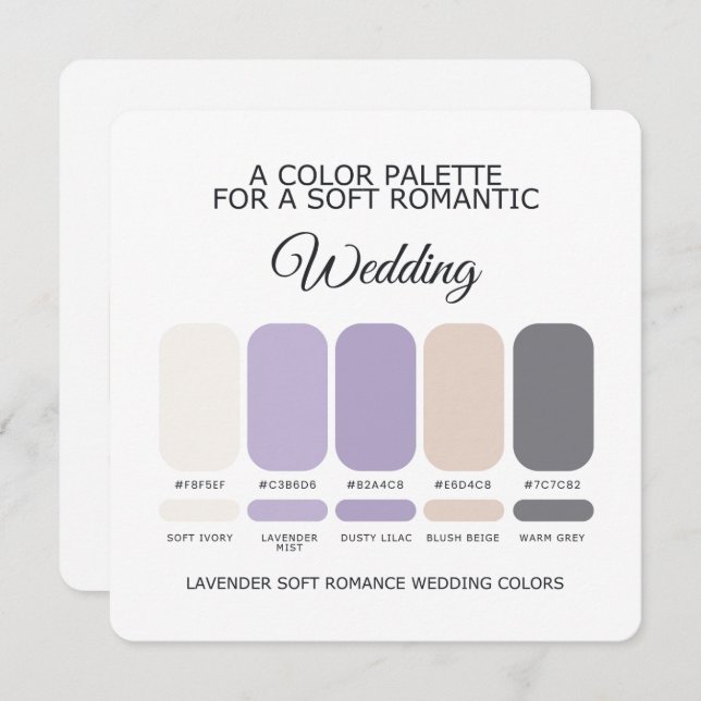Lavender Wedding Color Palette Card (Front/Back)