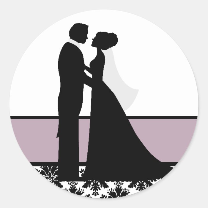 Lavender Wedding Couple Seals Sticker