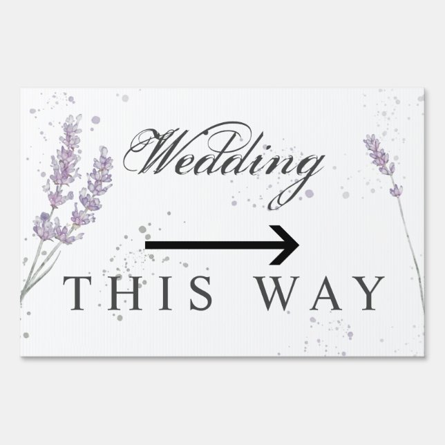 Lavender wedding direction yard sign (Front)