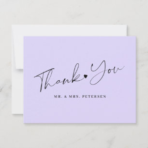 Lavender wedding elegant script thank you card
