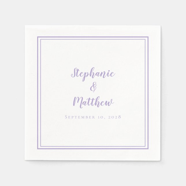 Lavender Wedding Elegant Simple Modern Reception  Napkins (Front)
