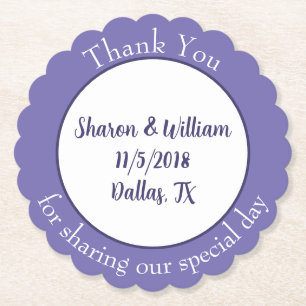 Lavender Wedding Favor Paper Coaster