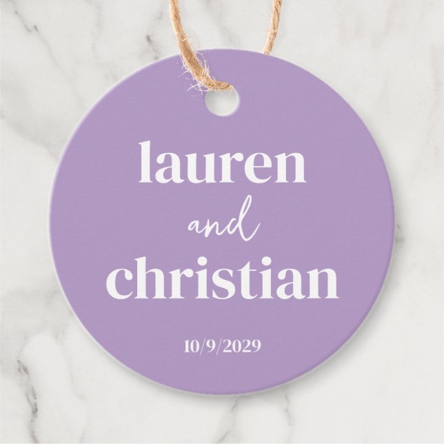 Lavender Wedding Favor Tags (Front)