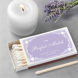 Lavender Wedding Favor Vintage Elegant Calligraphy Matchboxes
