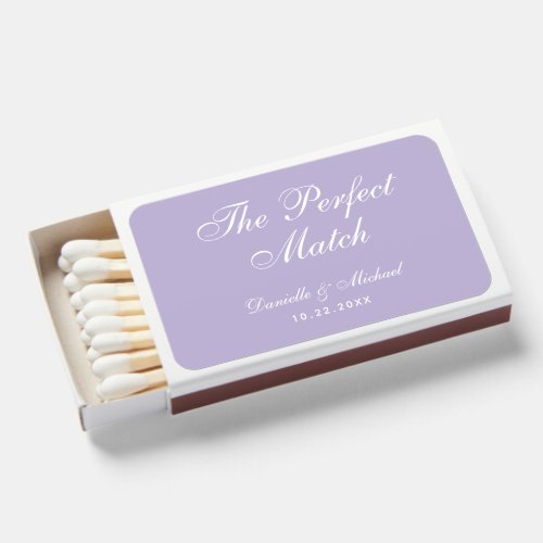 Lavender Wedding Favors Simple Purple White Script Matchboxes