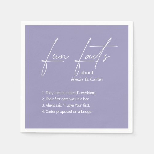 Lavender Wedding Fun Facts Napkins