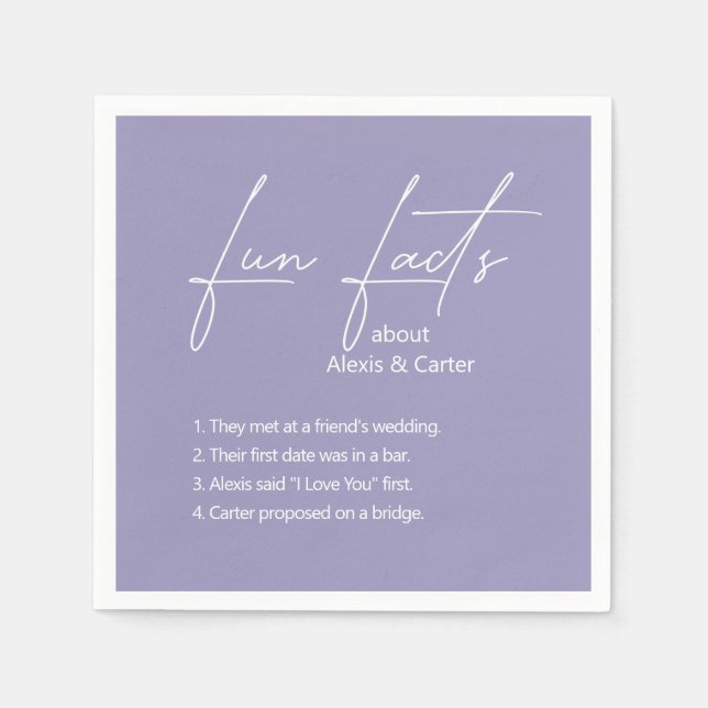 Lavender Wedding Fun Facts Napkins (Front)