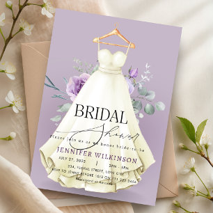 Lavender Wedding Gown Dress Bridal Shower Invitation