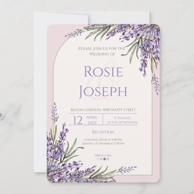Lavender Wedding Invitation (Front)