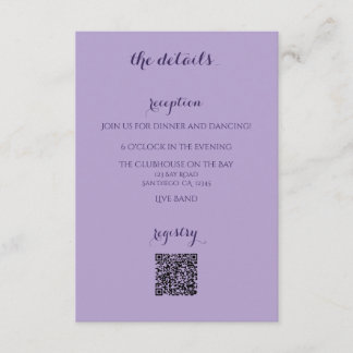 Lavender Wedding Invitation Enclosure Card