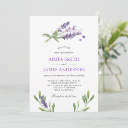 Lavender Wedding Invitation Rustic Elegant Floral | Zazzle