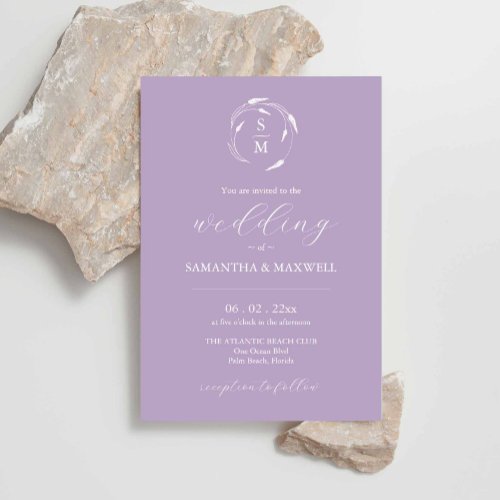 Lavender Wedding Invitation with QR Code