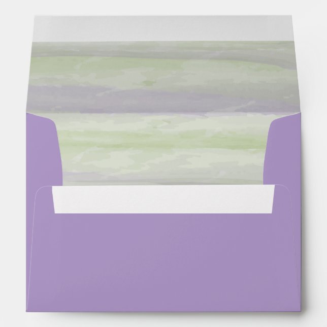 Lavender Wedding Invitation with Watercolor Envelope (Back (Bottom))