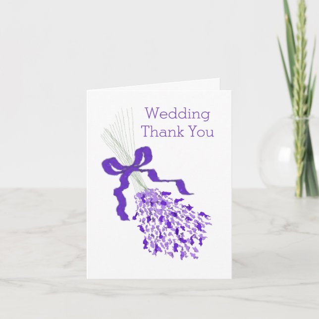Lavender Wedding Letterpress Thank You Card (Front)