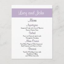 Lavender Wedding Menu Cards