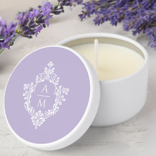 Lavender Wedding Monogram Elegant Vintage Crest Mini Candle Favors