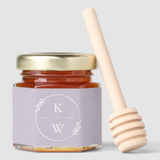 Lavender Wedding Monogram Honey Jar Favors
