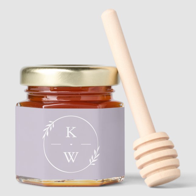 Lavender Wedding Monogram Honey Jar Favors (Front)