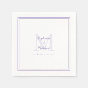 Lavender Wedding Monogram Modern Initial & Names Napkins