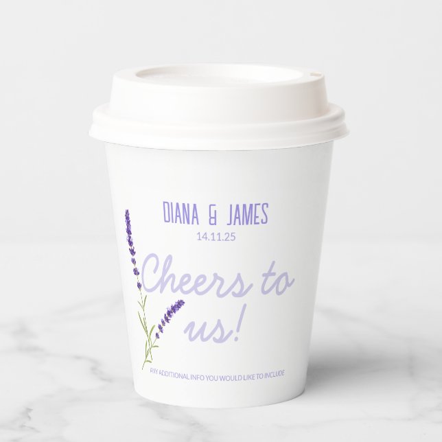 Lavender Wedding Paper cups (Front)