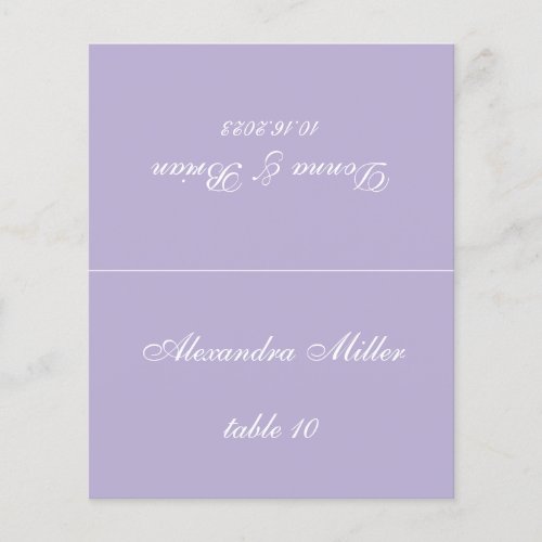 Lavender Wedding Place Card _ Printed Guest Name