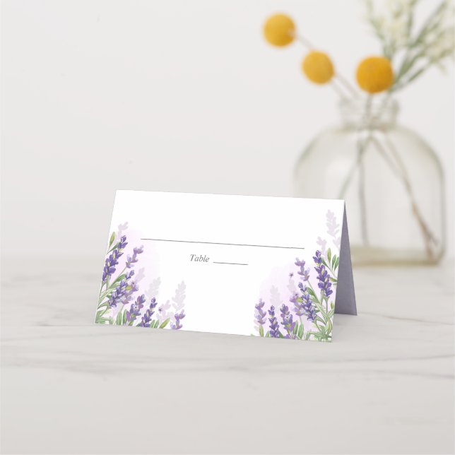 Lavender Wedding Place Card Rustic Pastel Purple (Front)