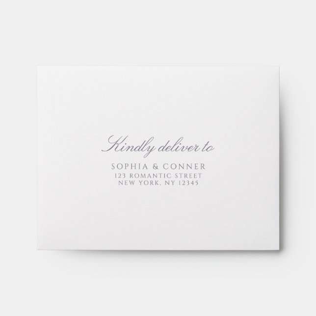 Lavender Wedding Pre-Printed Address RSVP Envelope (Front)