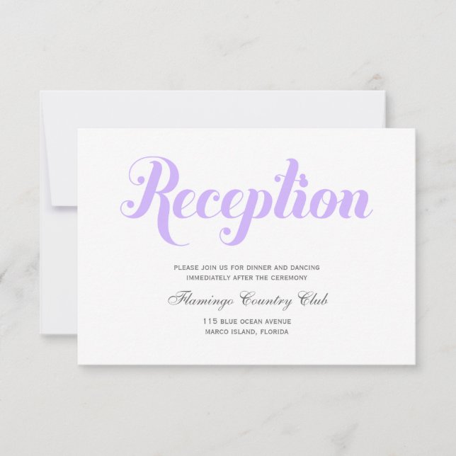 Lavender Wedding Reception Card (Front)