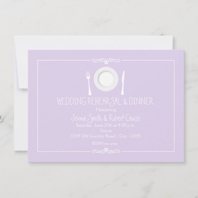 Lavender Wedding Rehearsal Dinner Invitation (Front)