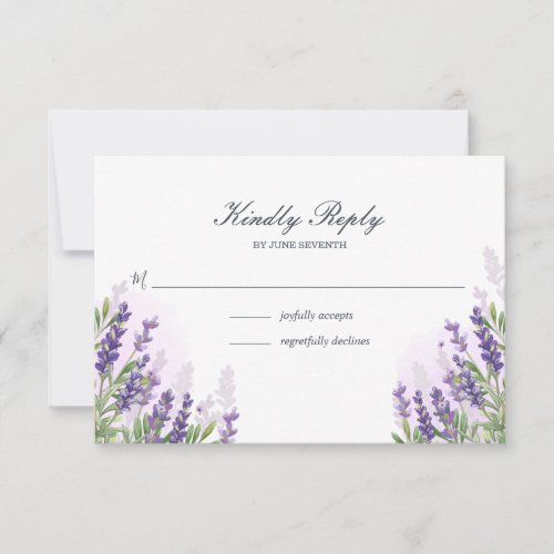 Lavender wedding RSVP card Rustic Purple Floral