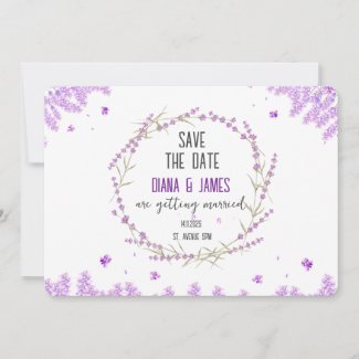 Lavender wedding Save the Date Invitation
