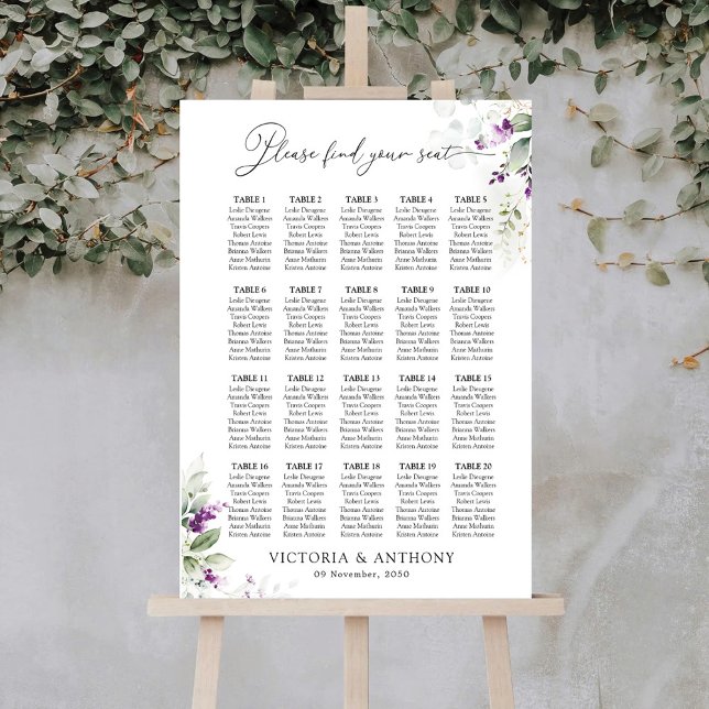 Lavender Wedding Seating Chart Foam Boards (Creator Uploaded)