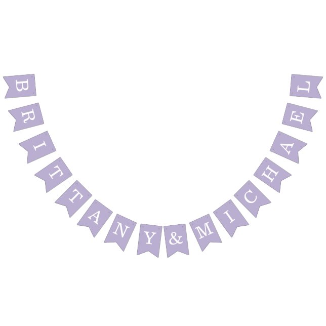 Lavender Wedding Simple Purple Bride & Groom Names Bunting Flags (All)
