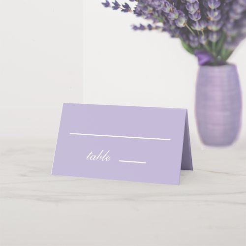 Lavender Wedding Simple Purple White Script Place Card