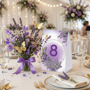 Lavender Wedding Table Number Sign