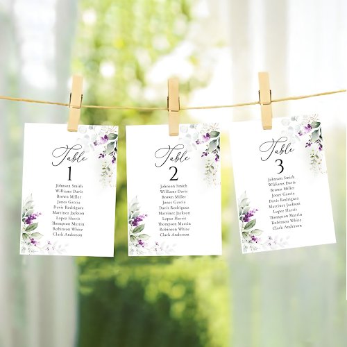 Lavender Wedding Table Seating Chart Cards