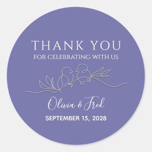 Lavender Wedding Thank You Classic Round Sticker